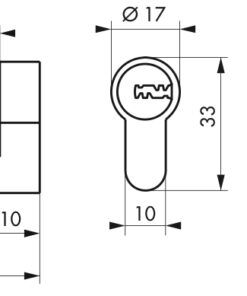 Alternative view of 1/2 Cylinder 30 x10 mm nickel-plated adjustable panel 4 keys - TRANSIT 2