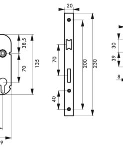 Alternative view of CASE Mortise lock V/BR