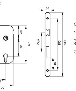 Alternative view of CASE Mortise lock Z/BC