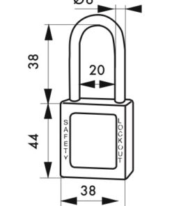 Alternative view of Consignment padlock 38 mm nylon handle Ø 6 BLACK