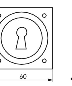 Alternative view of Entry with chrome brass bowl 60 x 60 mm for Rim lock key hole