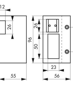 Alternative view of GACHE for Reversible Horizontal Rim lock