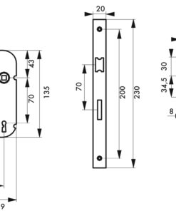 Alternative view of Mortise lock 3 gorges Z/BR 2 keys