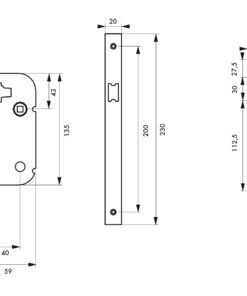 Alternative view of NF V/BC Mortise lock