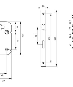 Alternative view of NF V/BC Mortise lock