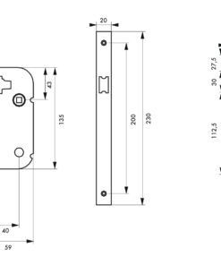 Alternative view of NF V/BR Mortise lock