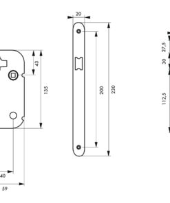 Alternative view of Nf V/BR Mortise lock white