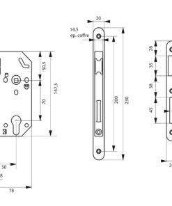 Alternative view of Mortise lock UNIMAX CE NF QC Cylinder TRANSIT 2 • 30 x 30 mm Axis at 50 A2P*