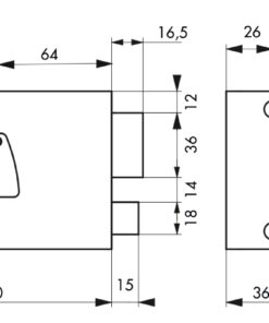 Alternative view of Lock in wall 6 grooves with draft 140x88 mm right