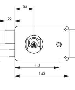 Alternative view of Dc Rim lock with clutter 140 x 88 mm left