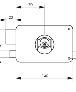 Alternative view of DC Rim lock with 140 x 88 mm left draft
