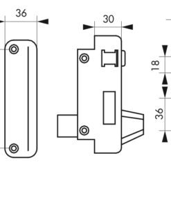 Alternative view of Lock in dc wall with clutter 75 x 130 mm left