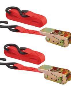 Set of 2 ratchet straps 25mm x 4.50m hook S - red