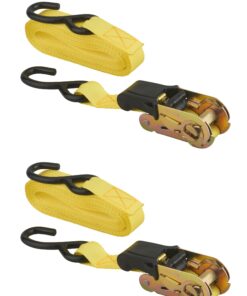 Set of 2 ratchet straps 25mm x 5.00m hook S - yellow