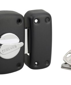 Corvette entrance door lock with bton and cylinder. 45 mm black epoxy